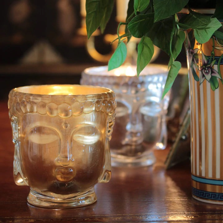 Croesus | Clear Glass Buddha Candle Lined with 24K Gold