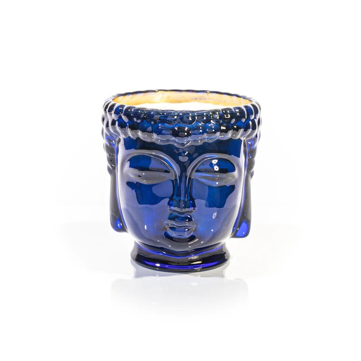 Caesonia | Sapphire Blue Caesonia Glass Buddha Candle Lined with 24K Gold