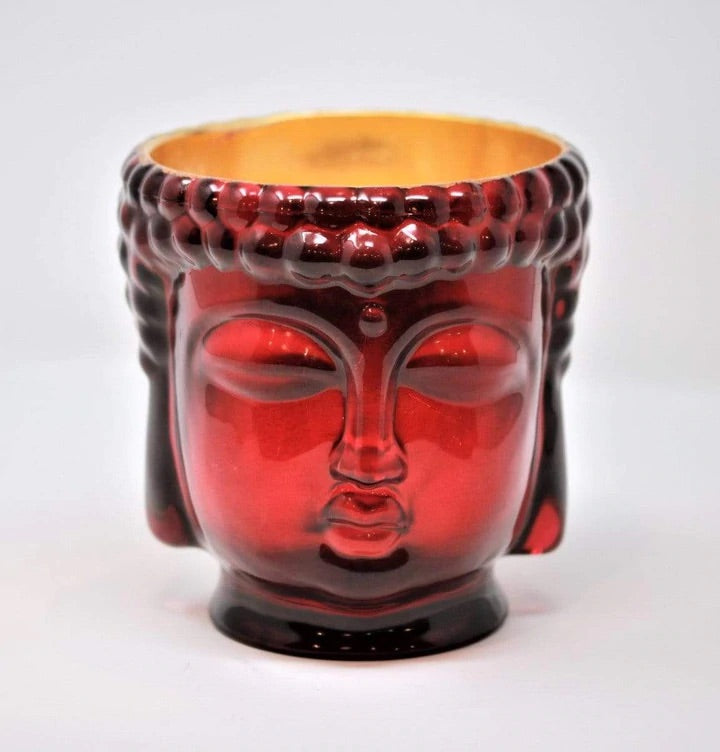 Elizabeth II | Ruby Red Glass Buddha Candle Lined with 24K Gold