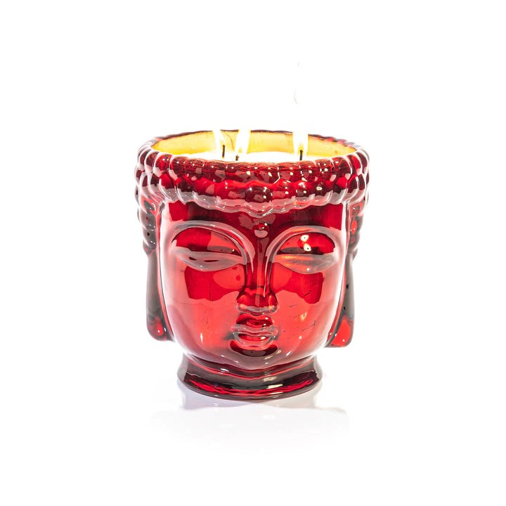 Elizabeth II | Ruby Red Glass Buddha Candle Lined with 24K Gold