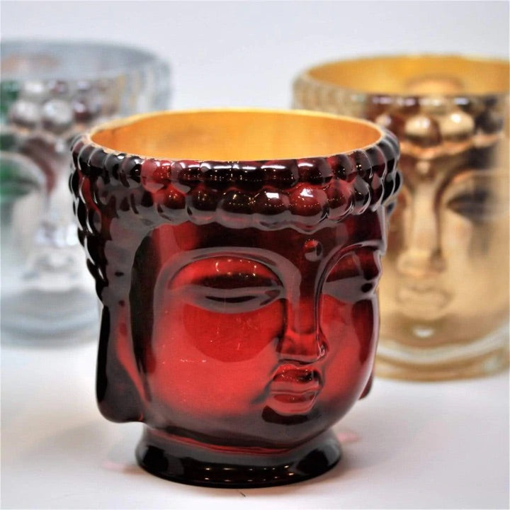 Elizabeth II | Ruby Red Glass Buddha Candle Lined with 24K Gold